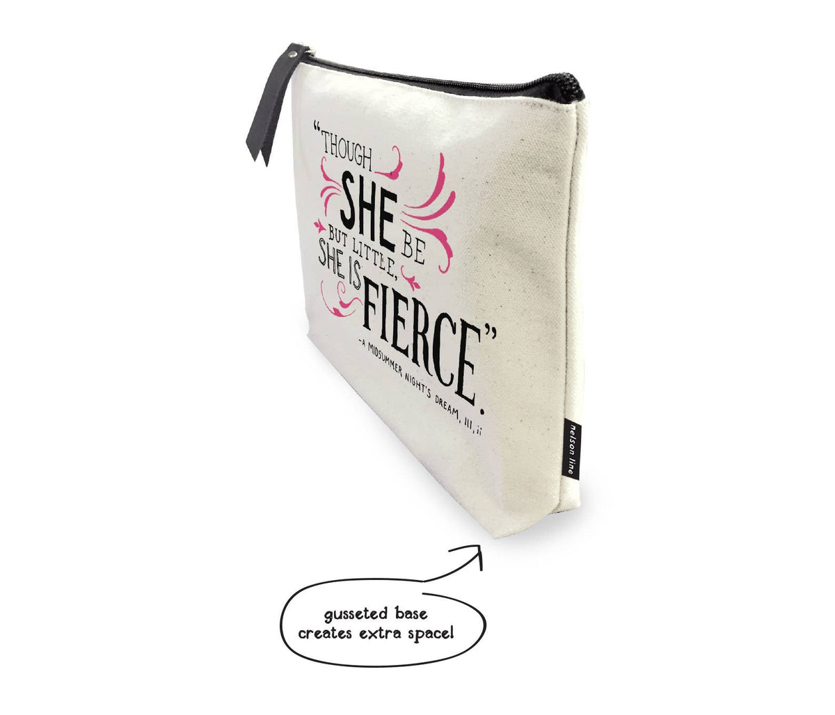 She is Fierce - Shakespeare Canvas Zipper Pouch