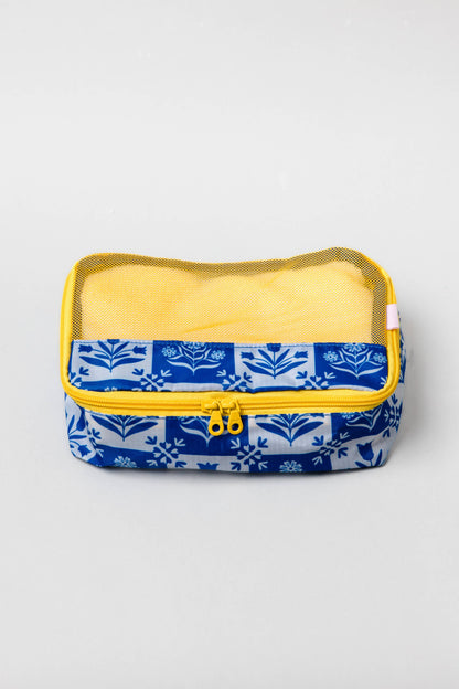 Packing Cube Set, Blue Scandinavian Floral