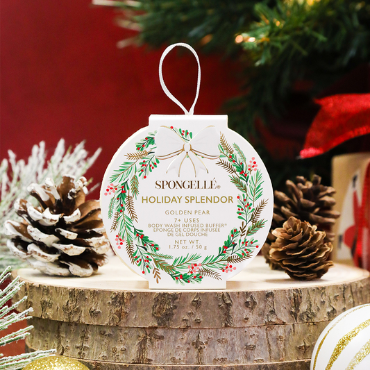 Spongellé Holiday Splendor - Golden Pear Holiday Wreath Body Buffer 