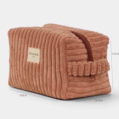Corduroy Squared Makeup Bag – Dusty Rose (Crepe)