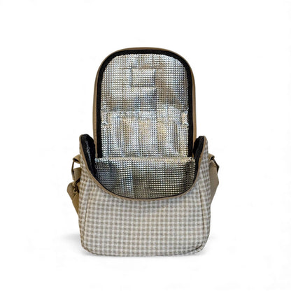 Gingham Jacquard Lunch Bag – Beige & Ecru (Vison)