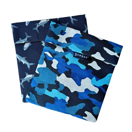 Reusable Sandwich Bag - Set of 2 - Shark & Camouflage