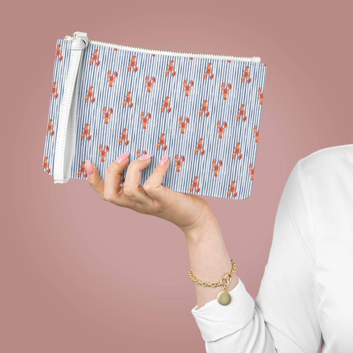 Coastal Lobster Stripe Wristlet Clutch