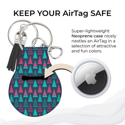 Neoprene AirTag Case Keychain – Geometric Tree Pattern