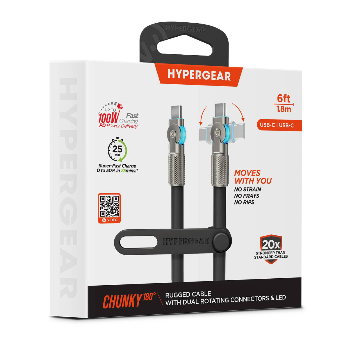 Chunky180° 100W USB-C to USB-C Rugged Fast Charge Cable 6ft