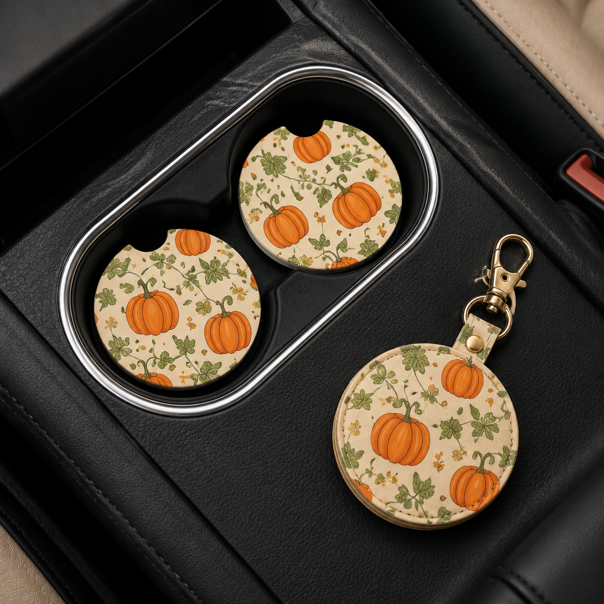 Jolitee Car Coasters, Absorbent Neoprene CupHolder Fall