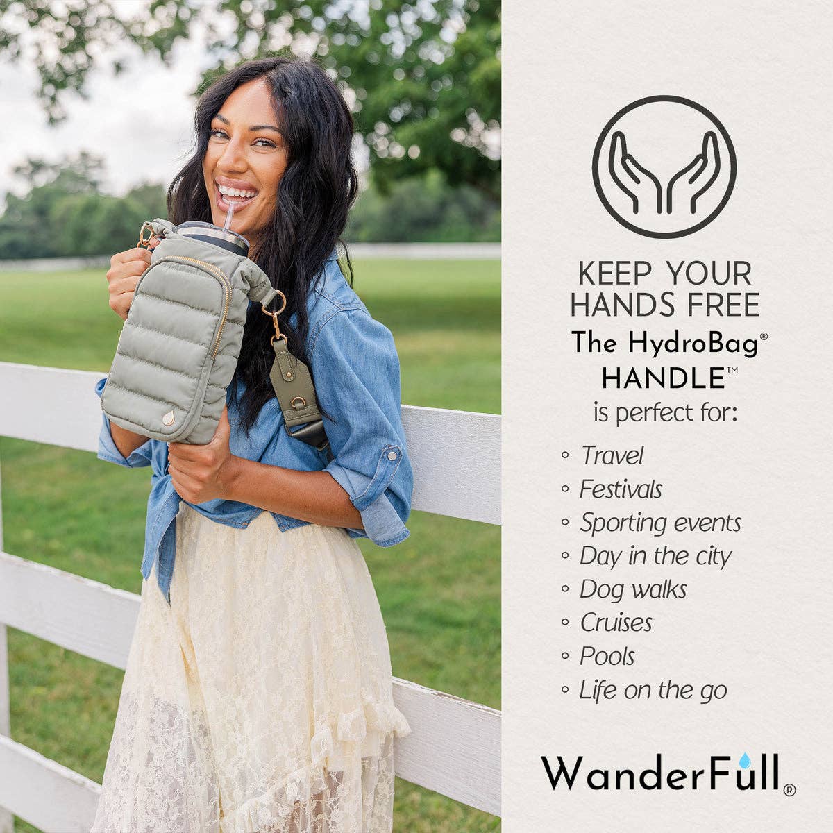 HydroBag® HANDLE® - Sage Green with Sage and Tan Strap