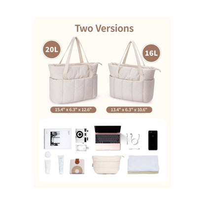 Narwey Puffy Quilted Work Tote Bags for Carry on