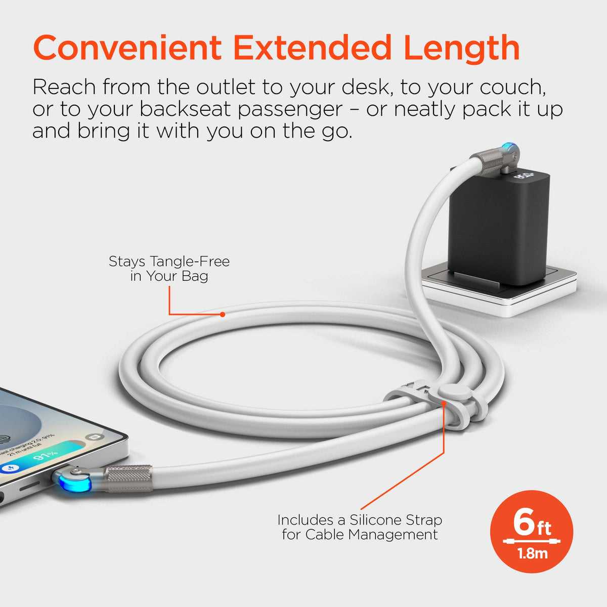 Chunky180° 100W USB-C to USB-C Rugged Fast Charge Cable 6ft